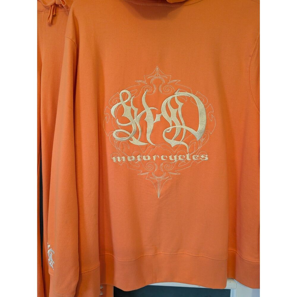 NWOT Genuine Harley-Davidson Orange Embroidered Hoodie & Pants Set 1W/M Y2K